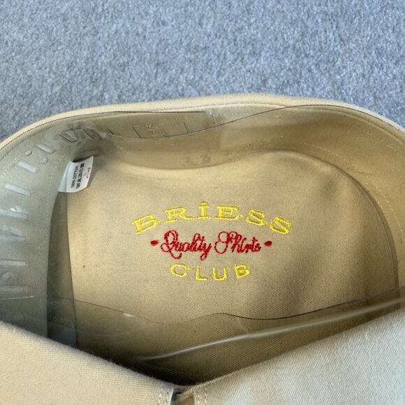 Briess Club Men's Button-Up Shirt L 41/42 – Khaki Beige 100% Cotton, Crest Metal - Picture 3 of 9